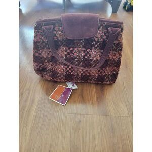 Vera Bradley‎ Tweed Shoulder Bag Burgundy Plaid Flap Closure Handle Grandmacore